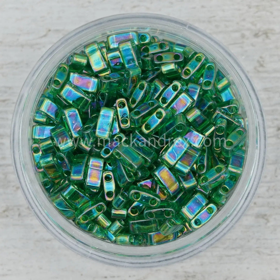 0179 Tila Beads - Green Rainbow