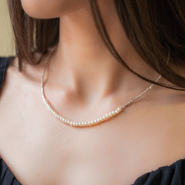 Knockout Necklace Sterling Silver and Freshwater Pearl 15.75 inches