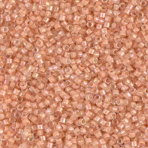 Light Peach Lined Crystal Luster 11/0 delica beads || DB0067