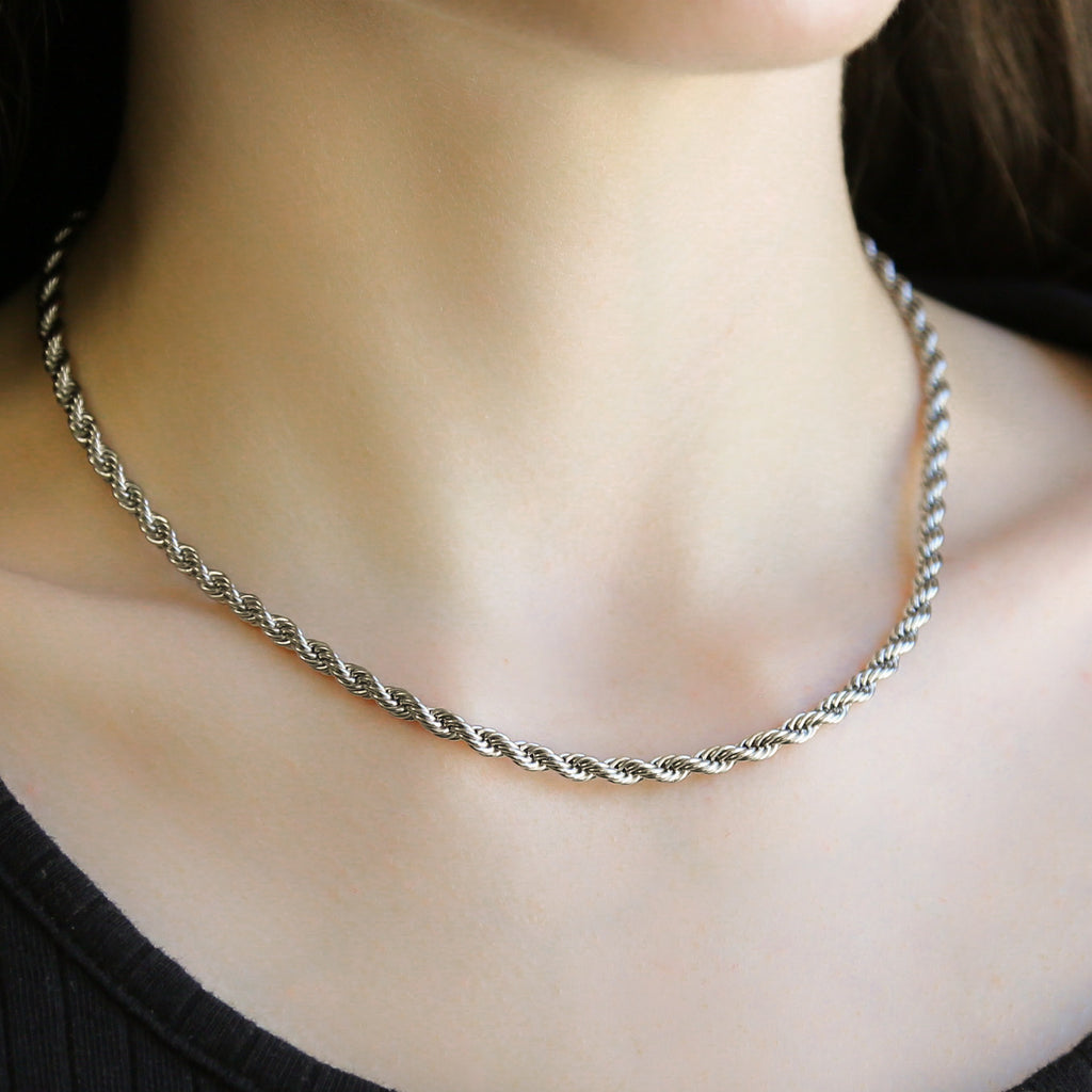 Mack & Rex Lockdown Silver Necklace - 4Mm Rope Twist Chain