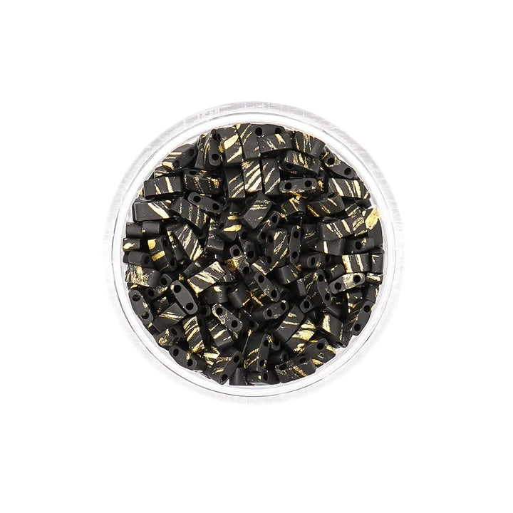 MARBLE BLACK AND GOLD - Miyuki Half Tila Beads | HTL7027 - Mack & Rex