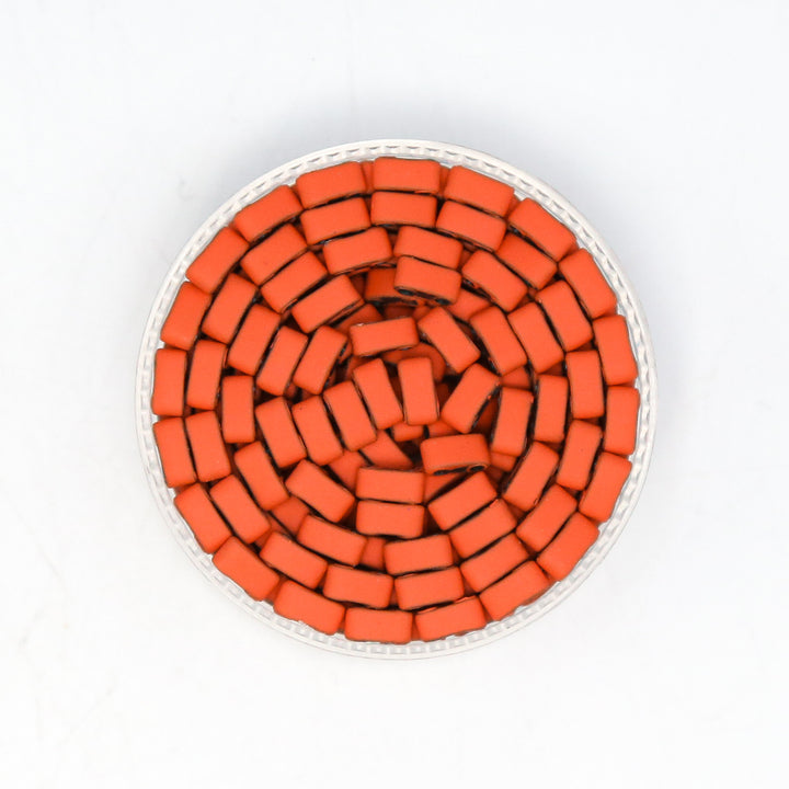 Matte Orange - Half Tile Beads