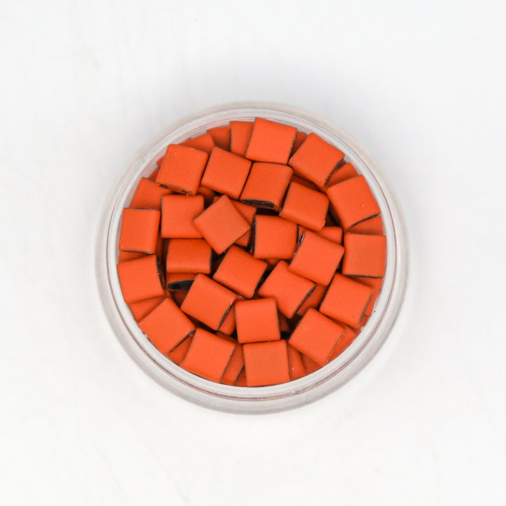 Matte Orange - Half Tile Beads