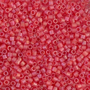 Matte Transparent Red Orange AB  10/0 Delica || DBM-0856 ||  Delica Seed Beads - Mack & Rex