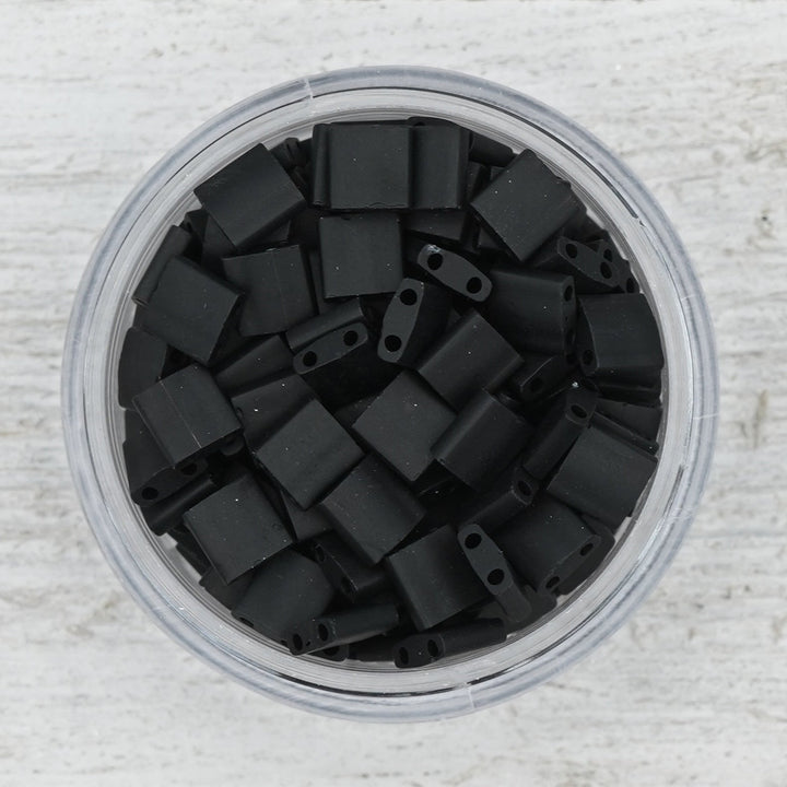 0401F Matte Black - Quarter Tila Beads