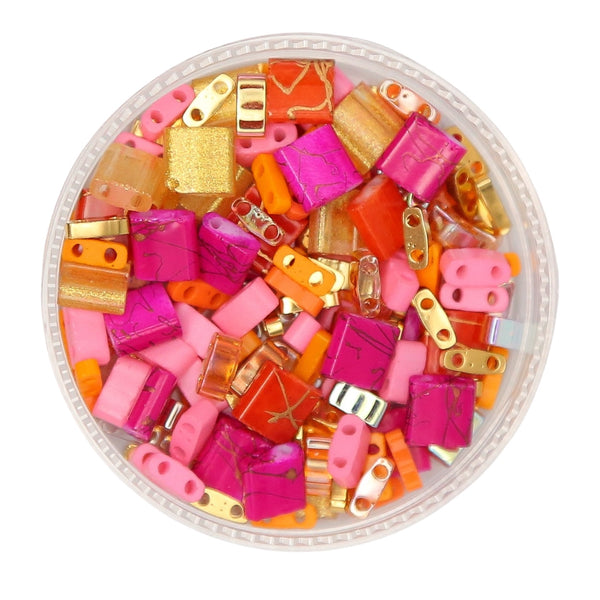 MAUI SUNSET - Pink, Orange and Gold Tila Bead Mix