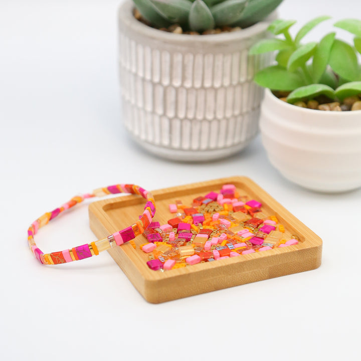 MAUI SUNSET - Pink, Orange and Gold Tila Bead Mix
