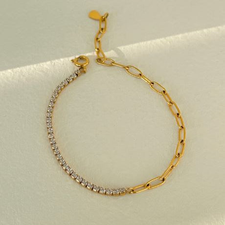 NEWPORT - Zirconia/Gold Split Accent Bracelet