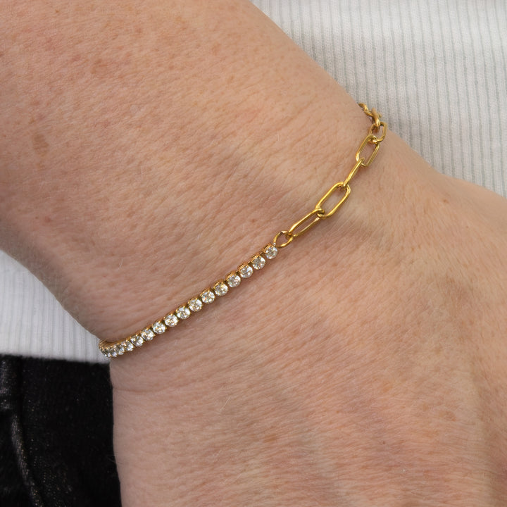 NEWPORT - Zirconia/Gold Split Accent Bracelet