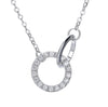 a necklace with a circle of diamonds on a chain