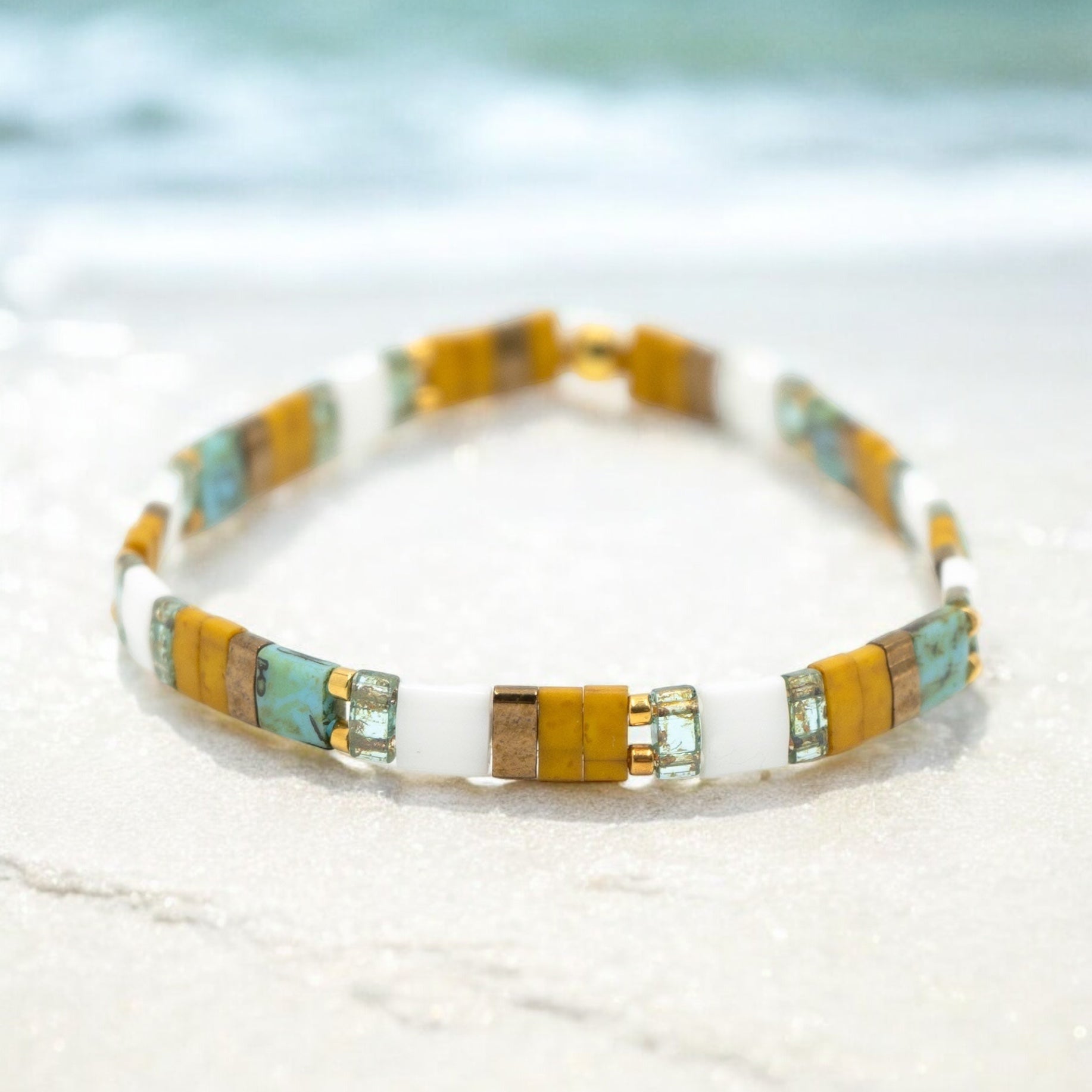 Mack & Rex Retro Sunset Tila Bead Bracelets - Miyuki Glass Tila On