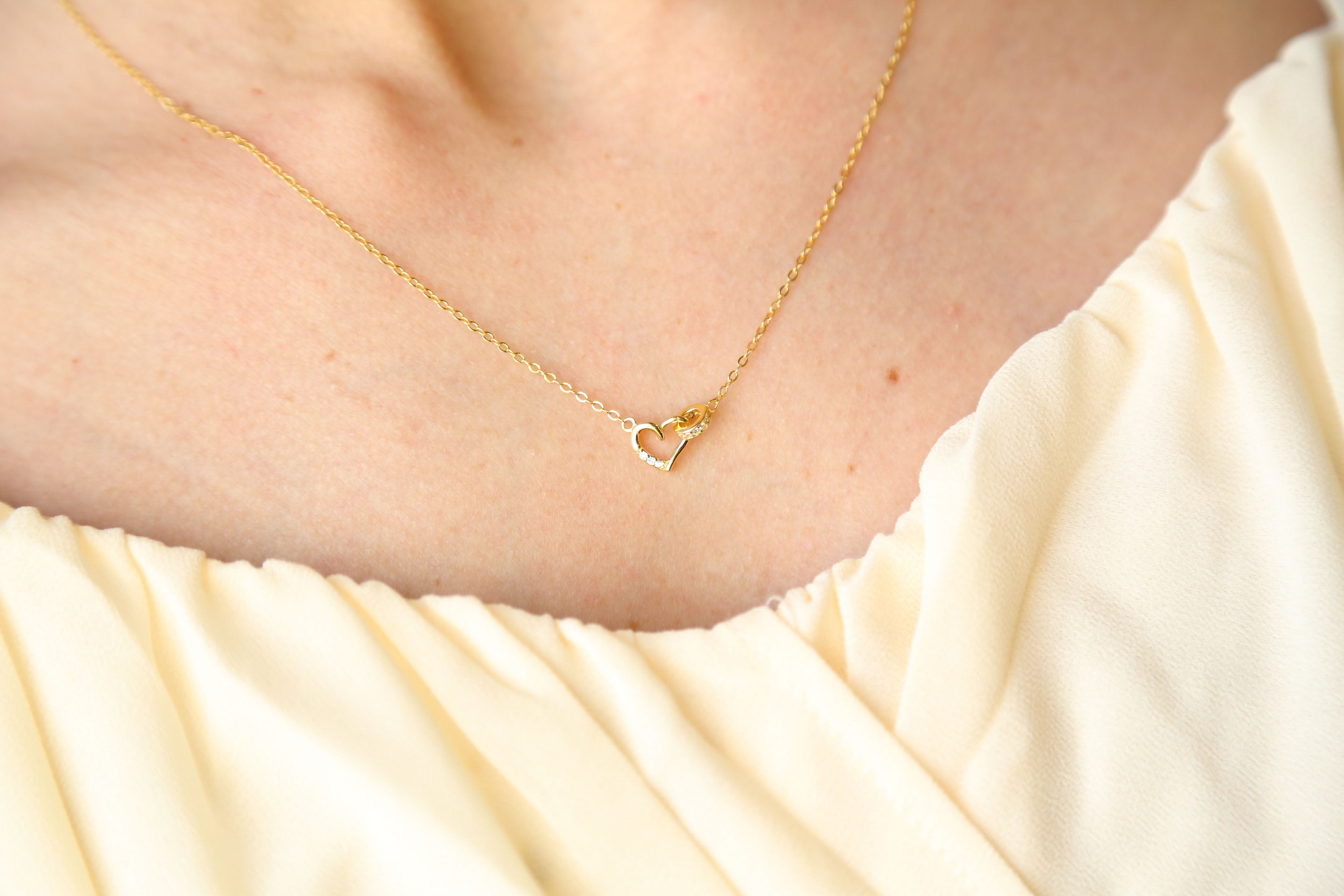 OBSESSION - 18K Gold or Sterling Silver Zircon & Heart Necklace