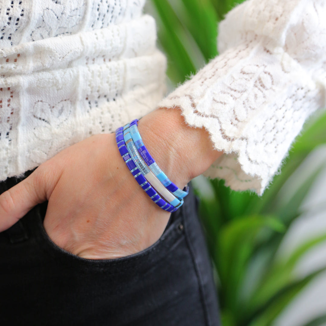 OCEAN EYES | Set Of 3 | Tila Beaded Bracelet Stack