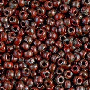 Opaque Red Picasso 8/0 seed beads || RR8-4513 - Mack & Rex