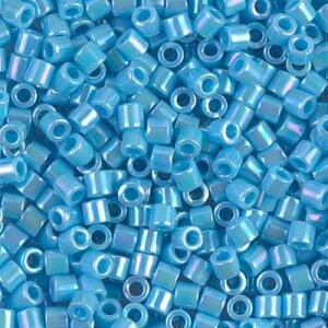 Opaque Turquoise Blue AB 8/0 Delica || DBL-0164 || Miyuki Delica Seed Beads || Mack and Rex || Wholesale glass beads in bulk - Mack & Rex