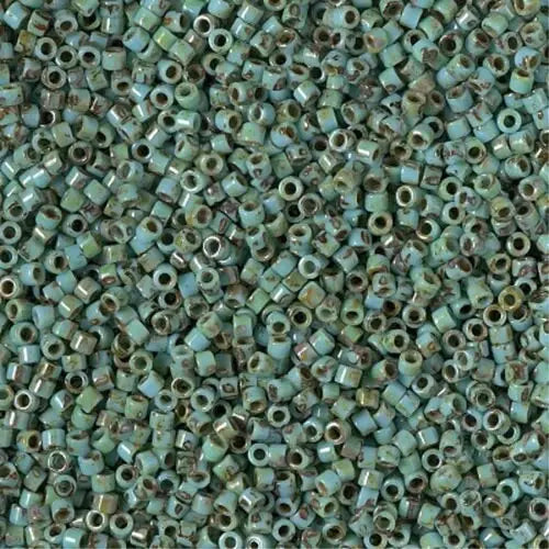 Opaque Turquoise Blue Picasso 11/0 delica beads || DB2264