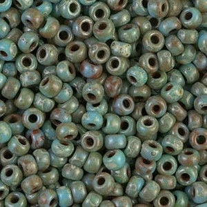 Opaque Turquoise Blue Picasso 8/0 seed beads || RR8-4514 - Mack & Rex