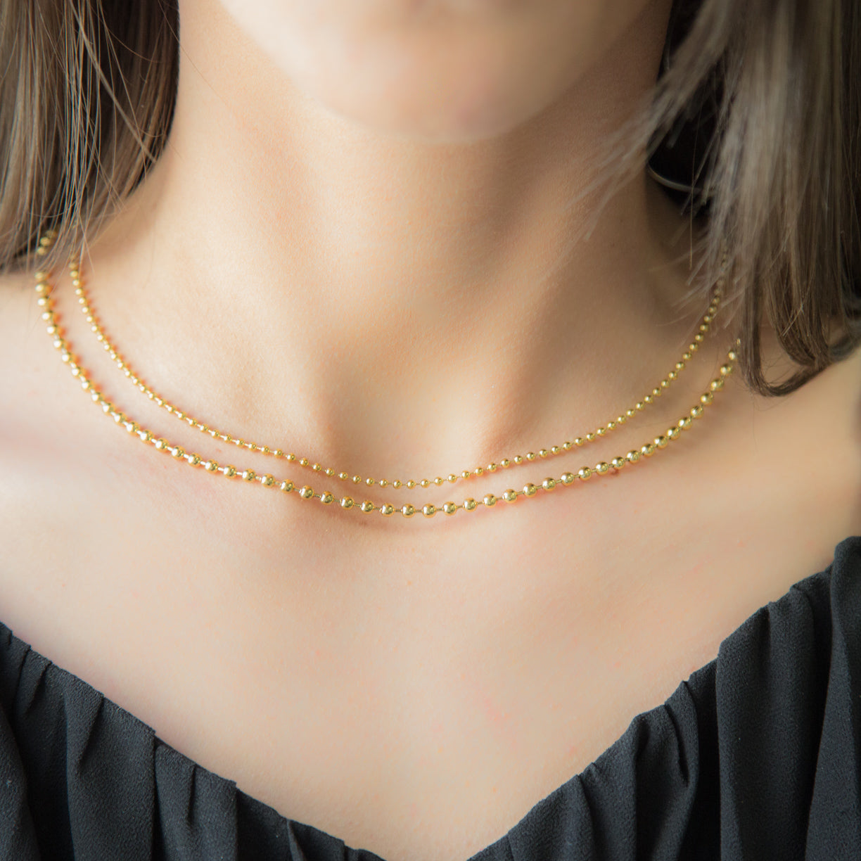 18k gold ball chain necklace sales