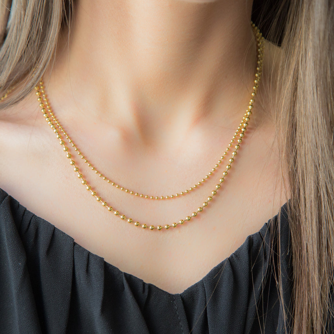 OUTCAST 18K Gold Plated Dainty Double Layer Ball Chain Link