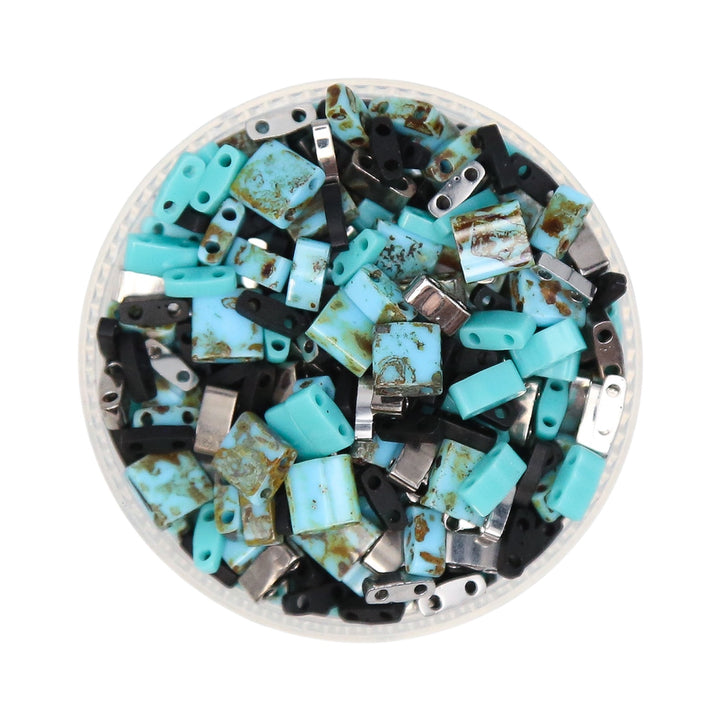 OUTLAW - Black and Blue Tila Bead Mix