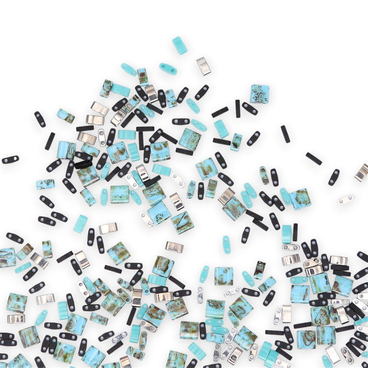 OUTLAW - Black and Blue Tila Bead Mix