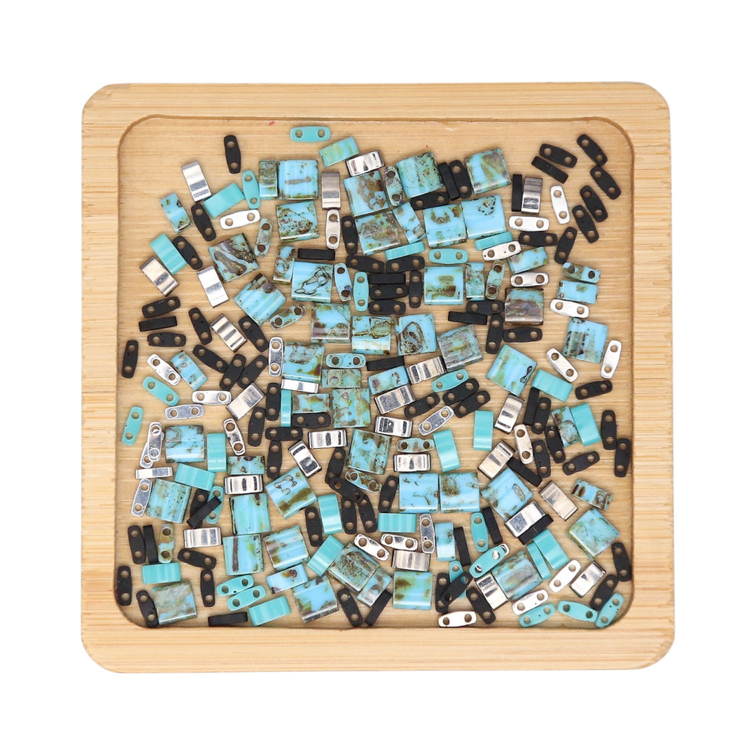 OUTLAW - Black and Blue Tila Bead Mix