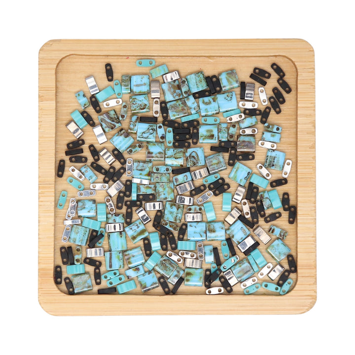 OUTLAW - Black and Blue Tila Bead Mix