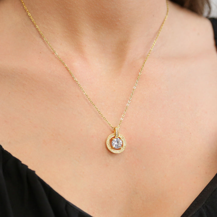 ALLURE - Gold Pendant Necklace with CZ Stone