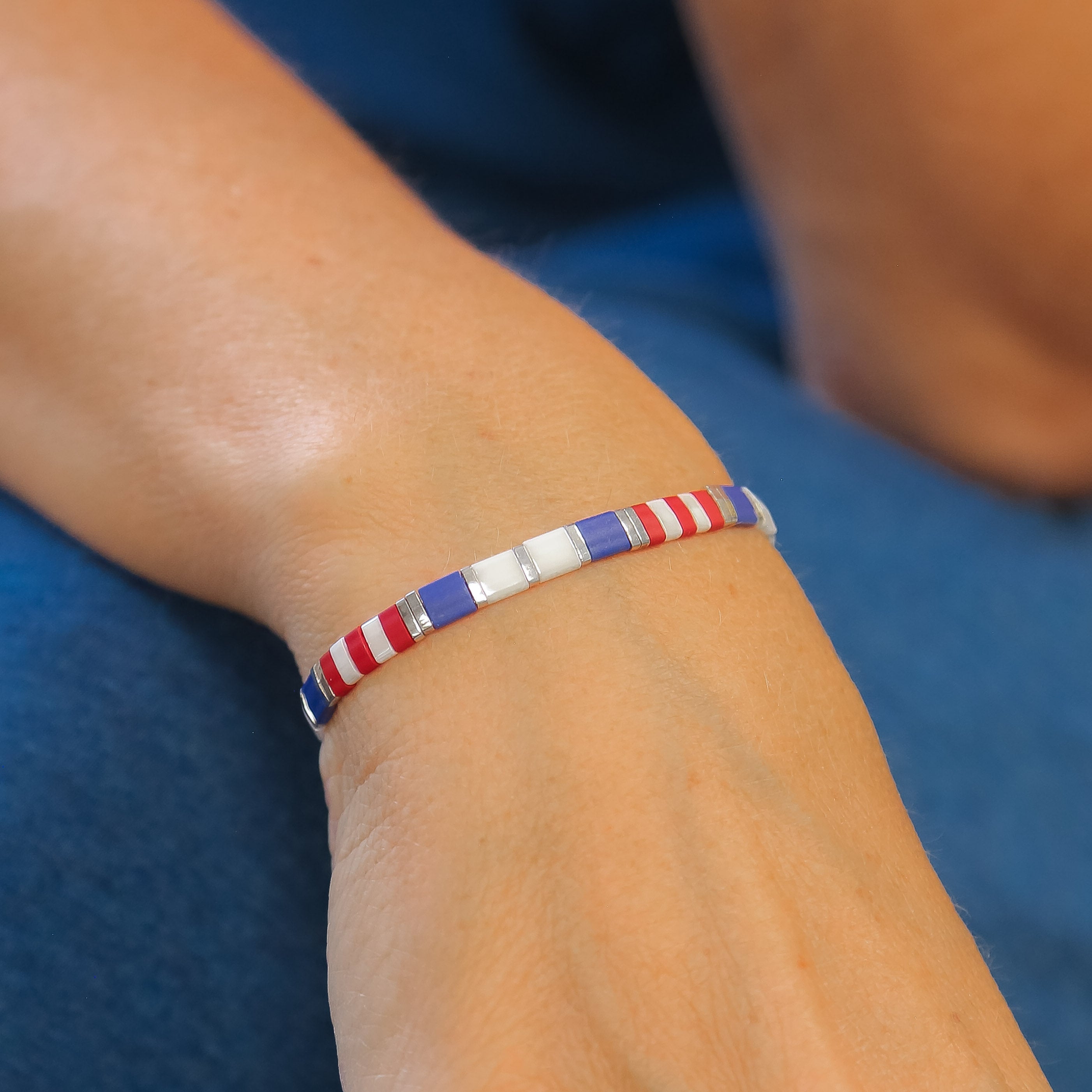 Mack & Rex Patriot Tila Bead Bracelet - Miyuki Tila Beads On