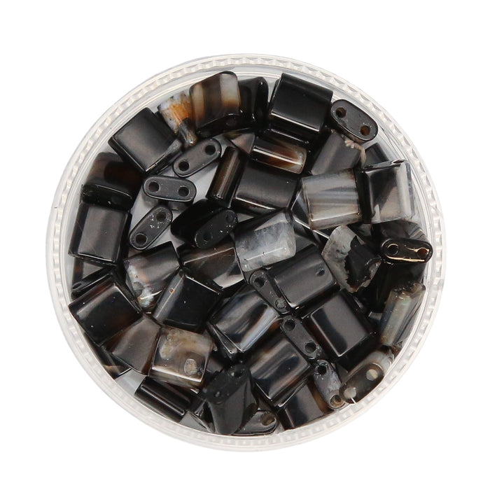 BLACK AGATE - Whole Stone Tile Beads