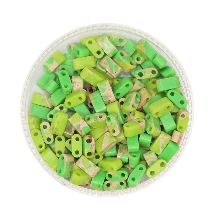 LIME GREEN IMPERIAL - Half Stone Tile Beads