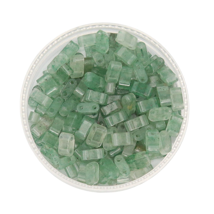 GREEN AVENTURINE - Half Stone Tile Beads