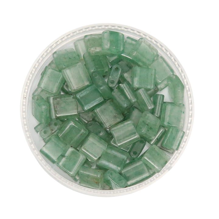 GREEN AVENTURINE - Half Stone Tile Beads