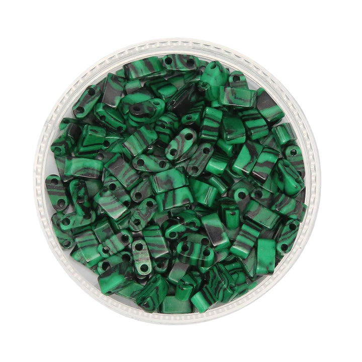 SYNTHETIC MALACHITE - Half Stone Tile Beads