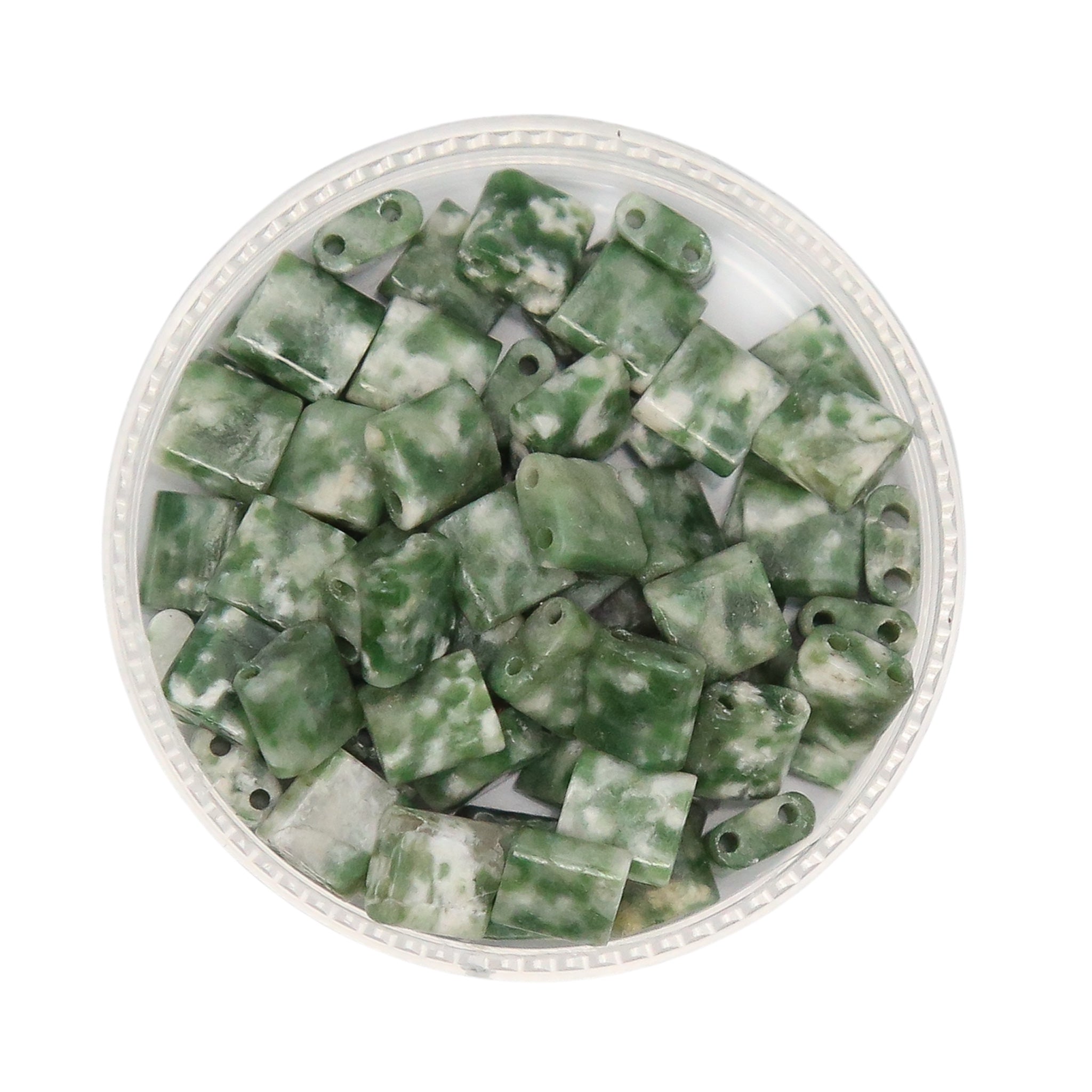 Mack & Rex Green Grass Jade Half Tile Beads - Stone Two-Hole Tile