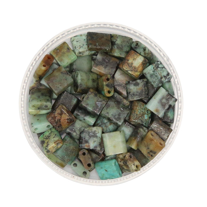 AFRICAN GREEN PINE - Whole Stone Tile Beads