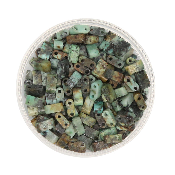 AFRICAN GREEN PINE - Whole Stone Tile Beads