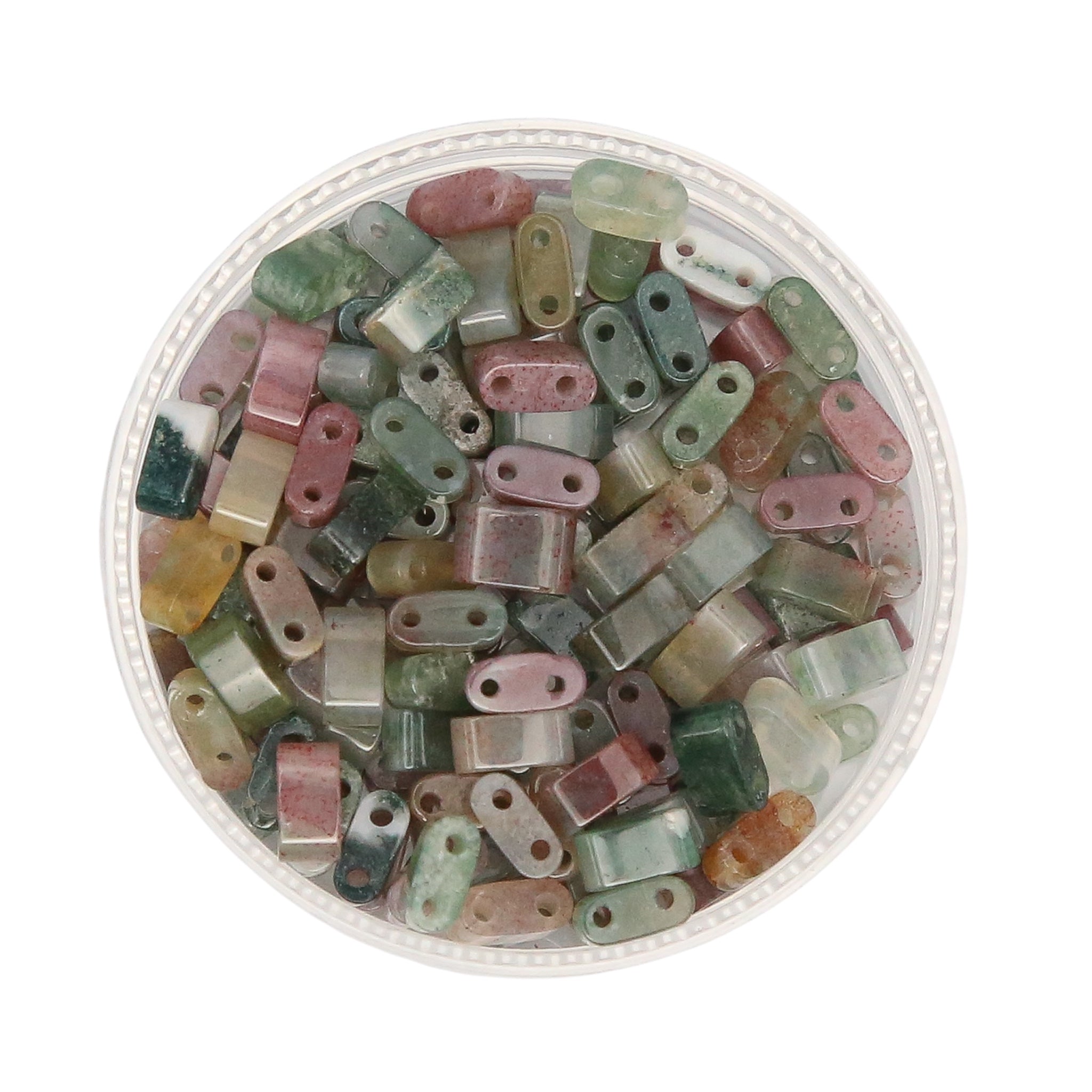 Mack & Rex Indian Agate Two-Hole Tile Beads - 5X5Mm Tila Beads