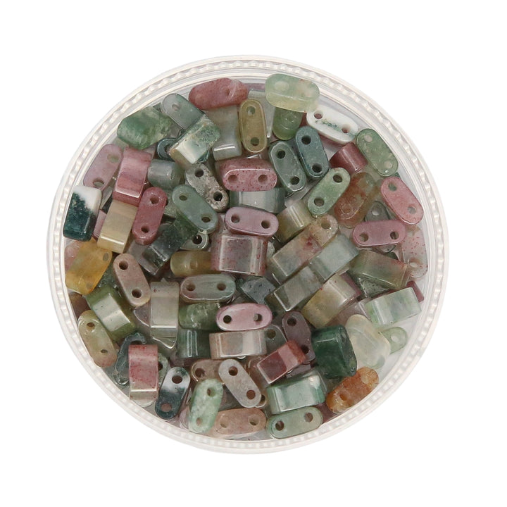 INDIAN AGATE - Half Stone Tile Beads