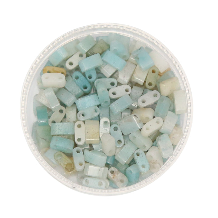 AMAZONITE - Half Stone Tile Beads
