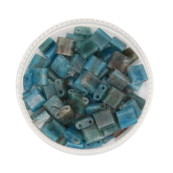 BLUE APATITE - Whole Stone Tile Beads