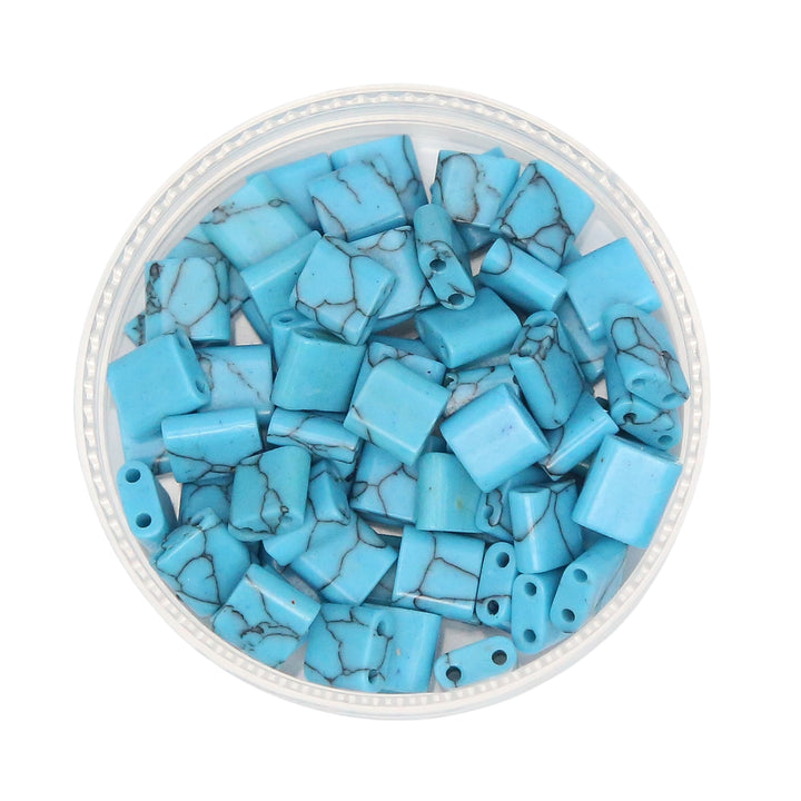 SYNTHETIC DARK TURQUOISE - Whole Stone Tile Beads