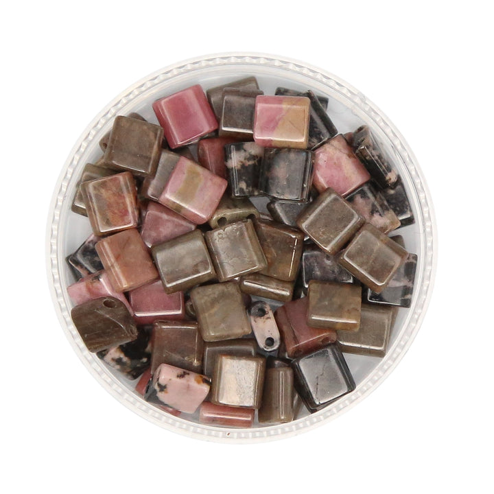 BLACK LINE RHODONITE - Whole Stone Tile Beads