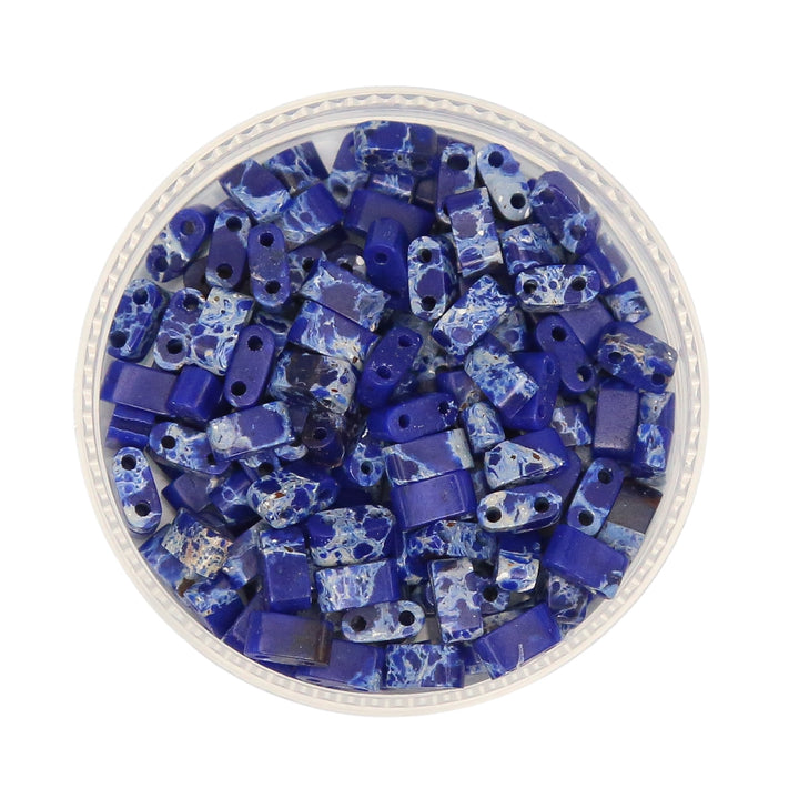 BLUE IMPERIAL - Half Stone Tile Beads