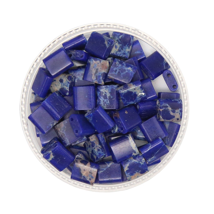BLUE IMPERIAL - Half Stone Tile Beads