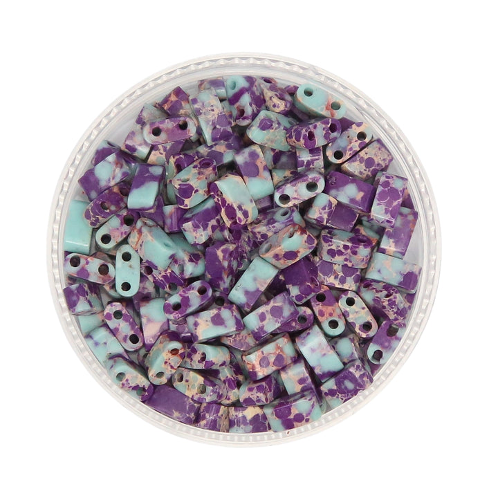 PURPLE IMPERIAL - Half Stone Tile Beads