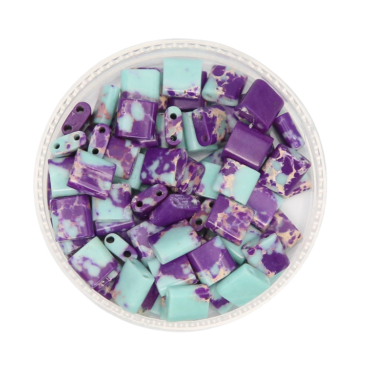 PURPLE IMPERIAL - Half Stone Tile Beads