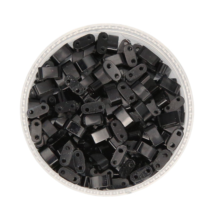 BLACK TOURMALINE - Half Stone Tile Beads