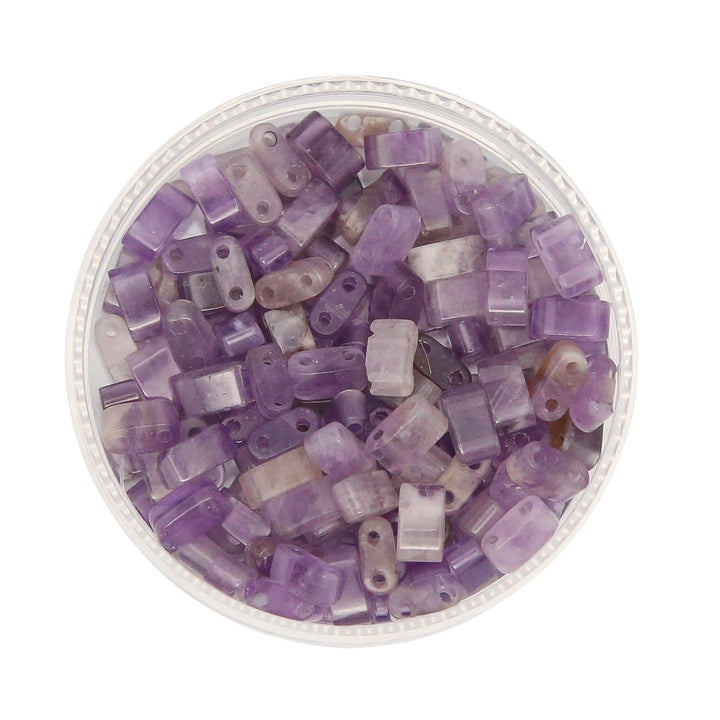 AMETHYST - Half Stone Tile Beads