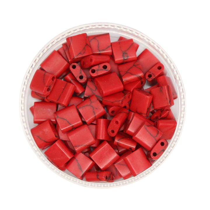 RED PICASSO - Whole Stone Tile Beads